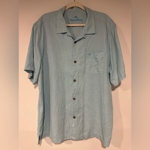 Tommy Bahama Island Zone Shirt Men's XL Blue Silk Blend Button Up
